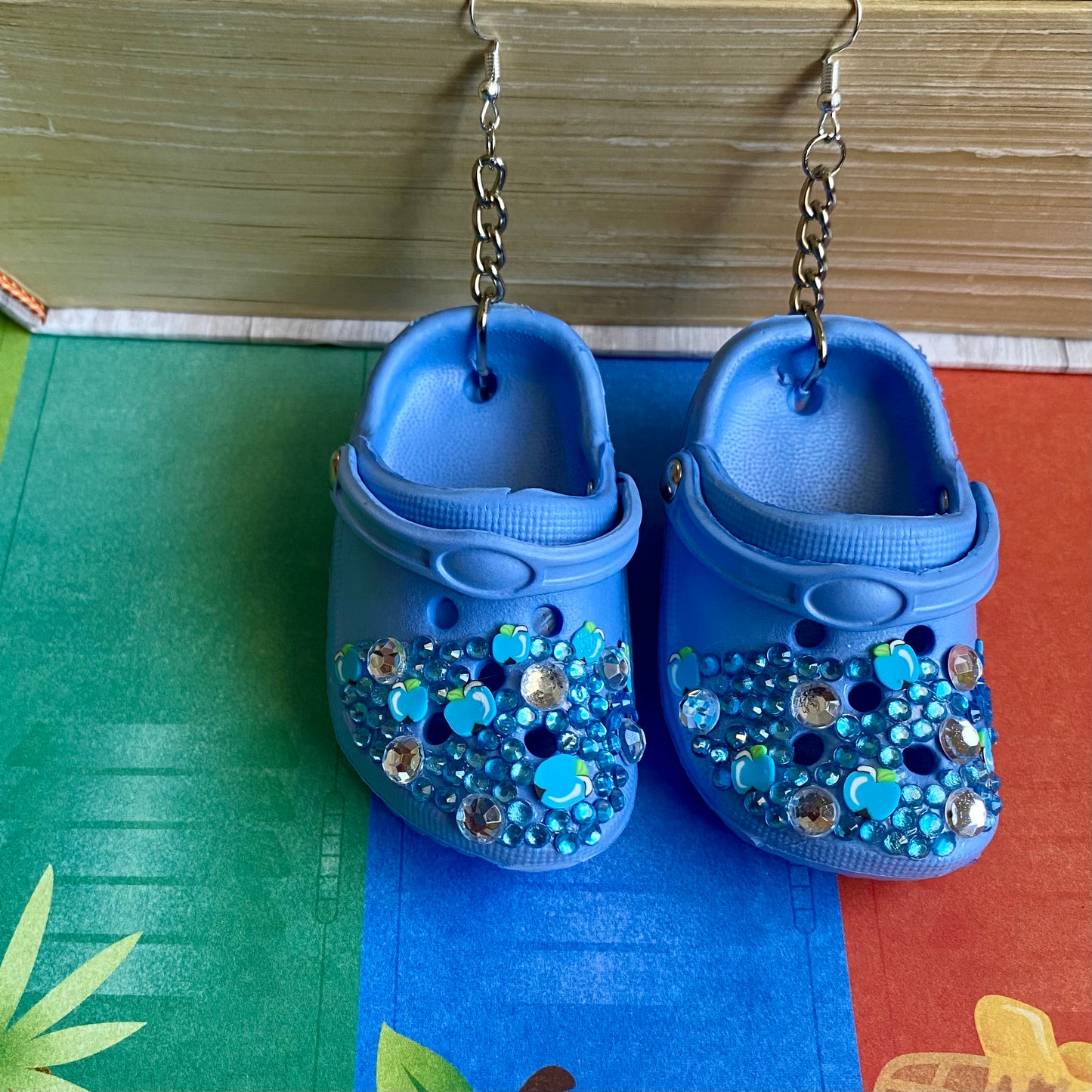 Blue Fruit Jeweled Croc Earrings