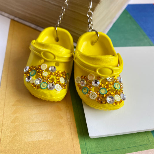 Yellow Fruit Jeweled Croc Earrings