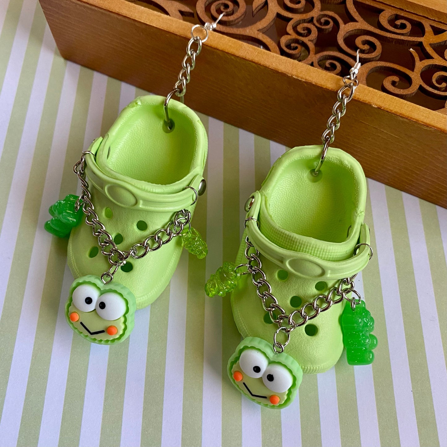 Hello Kitty Green Croc Earrings